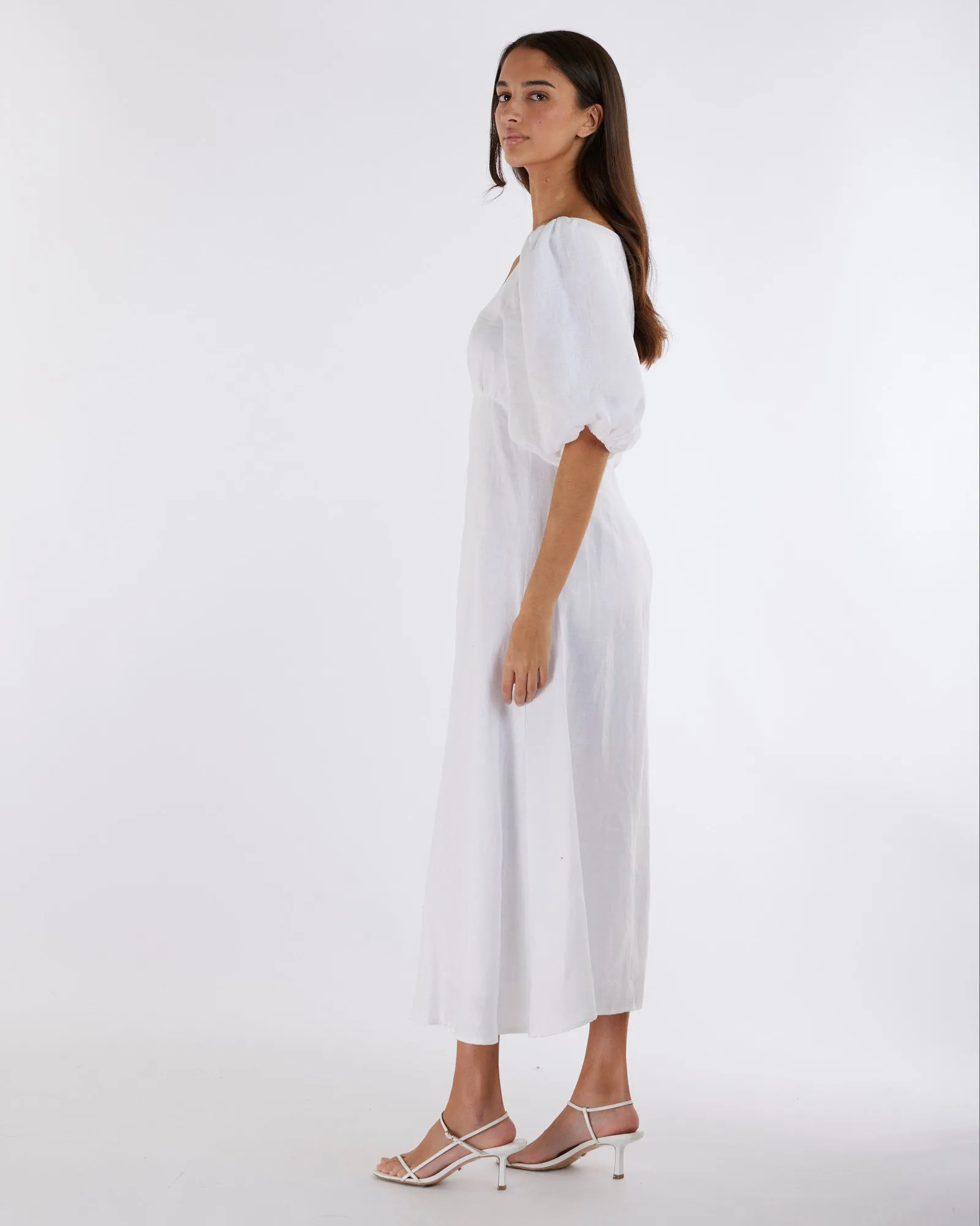 Romilly Linen Midi Dress - White