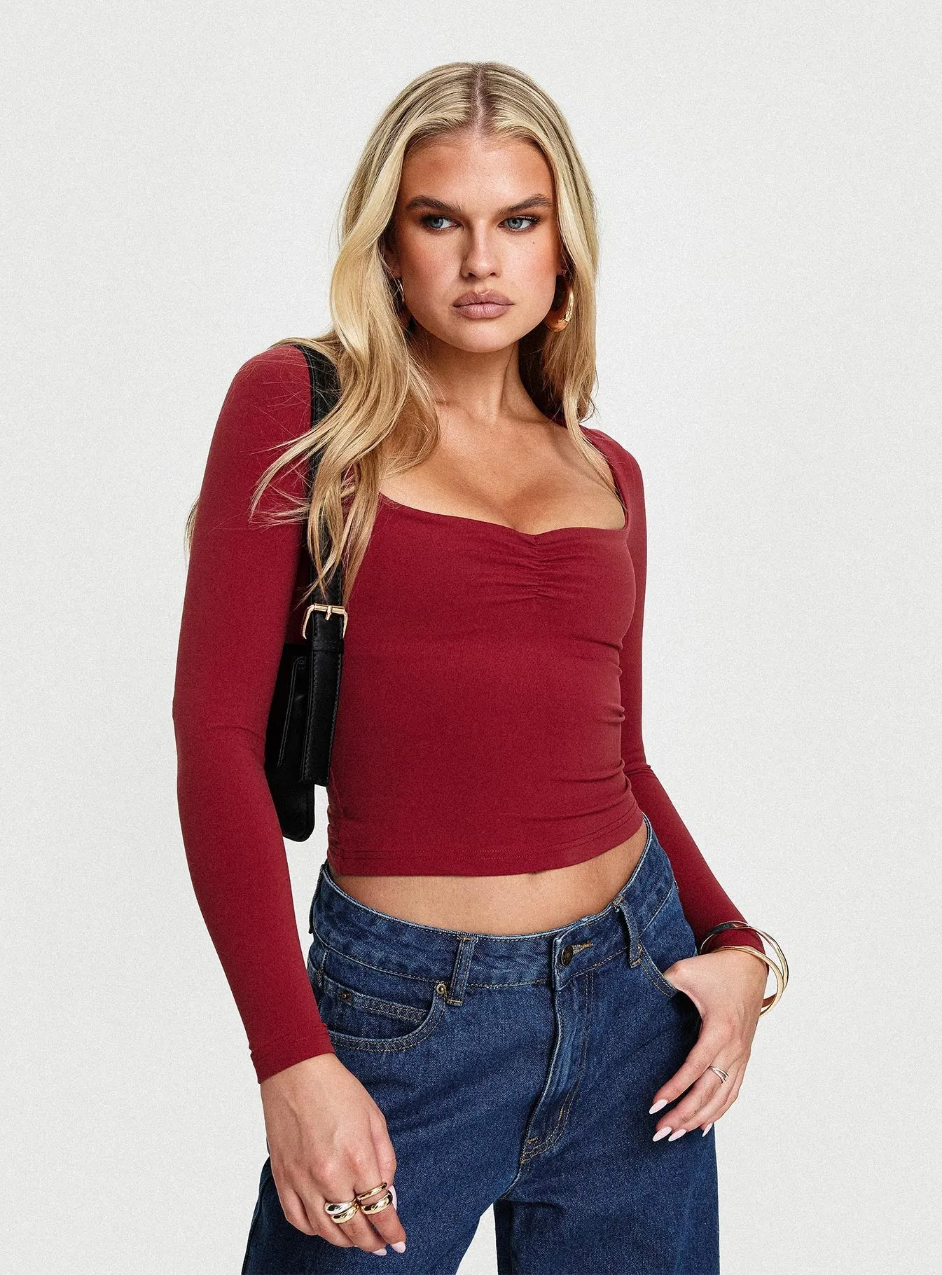 Selenie Long Sleeve Top Red