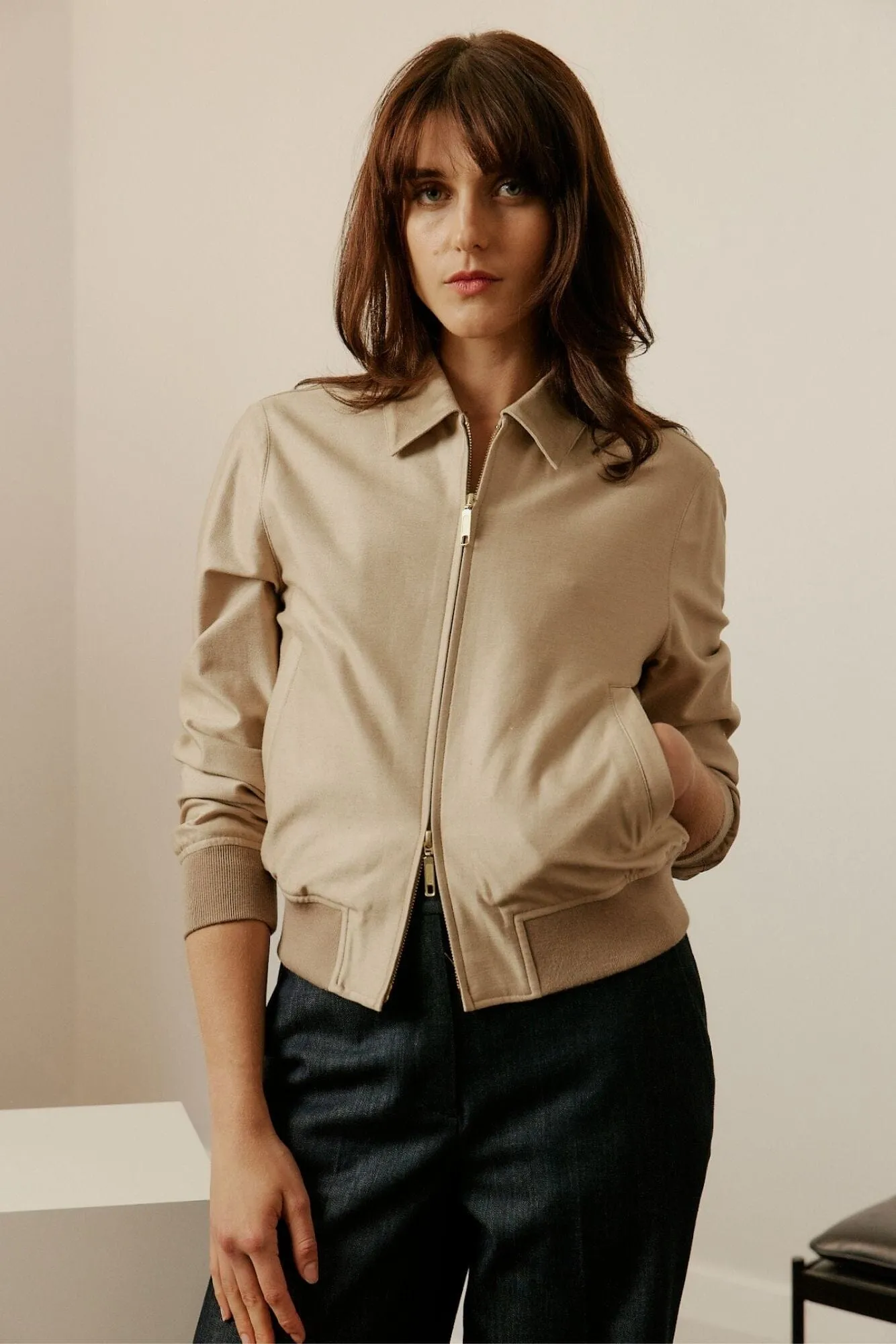 Sky Womens Bomber Jacket -  Camel