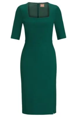 Slim-fit dress with square neckline