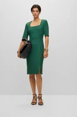 Slim-fit dress with square neckline