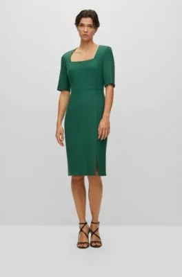 Slim-fit dress with square neckline