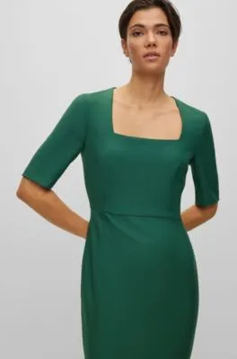 Slim-fit dress with square neckline