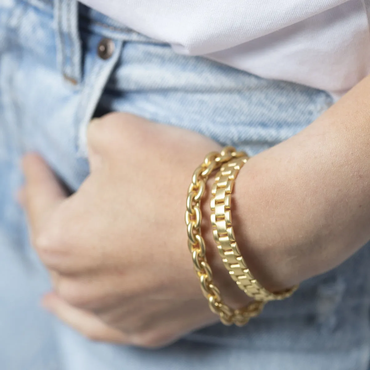 Smaller Gold Cable Chain Cuff Bracelet