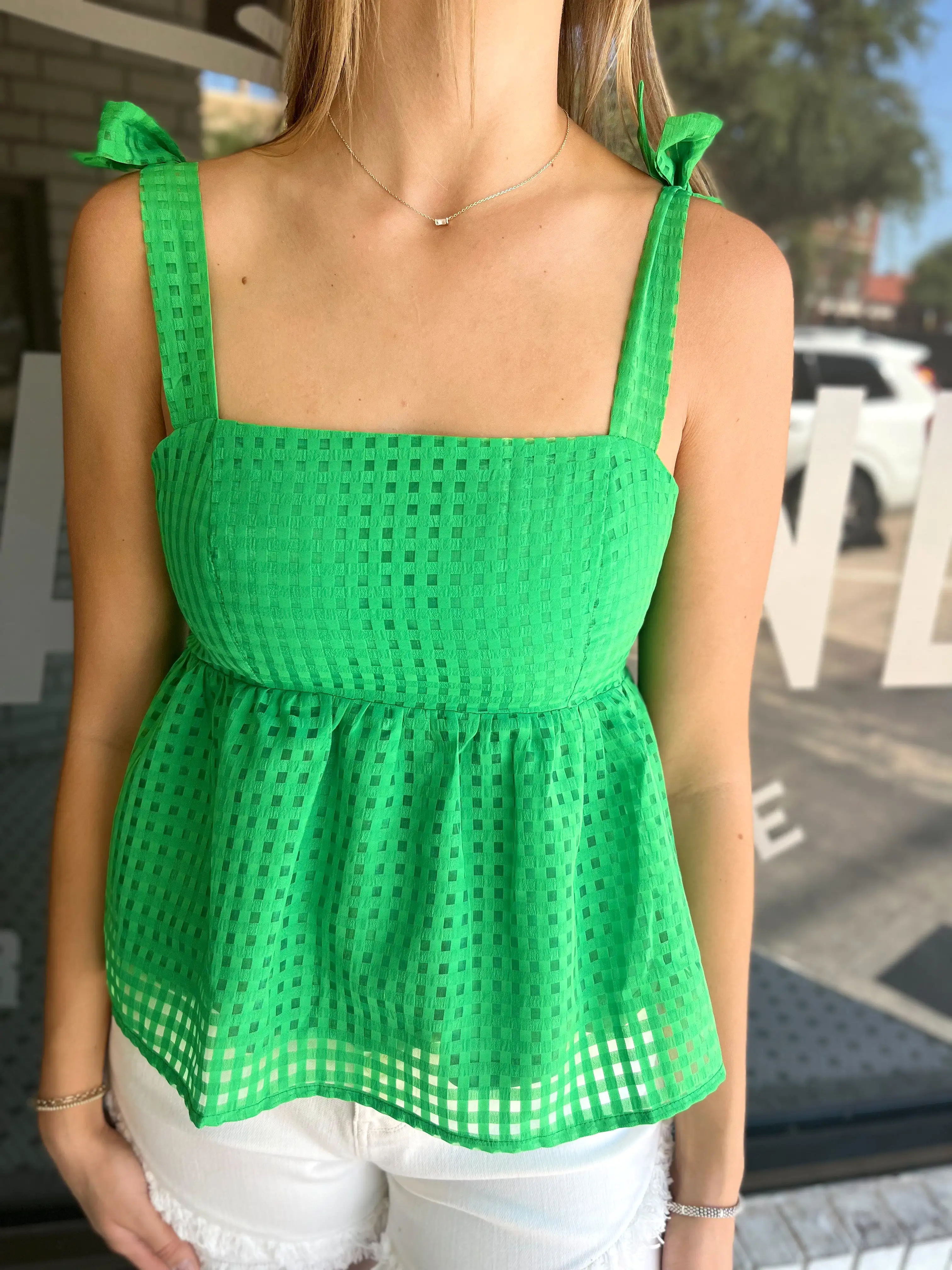 Square Neckline Top - Kelly Green