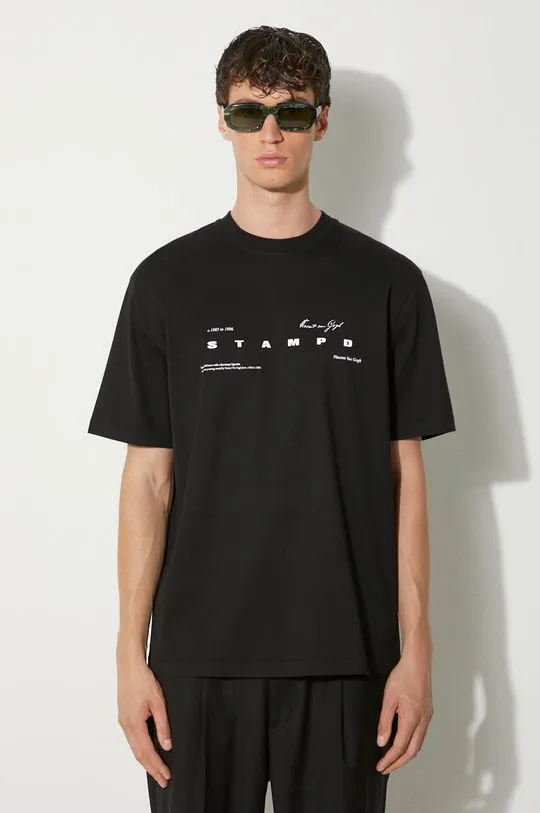 STAMPD cotton t-shirt Van Gogh Relaxed Tee men’s black color with a print SLA-M3248TE-BLK