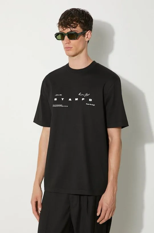 STAMPD cotton t-shirt Van Gogh Relaxed Tee men’s black color with a print SLA-M3248TE-BLK