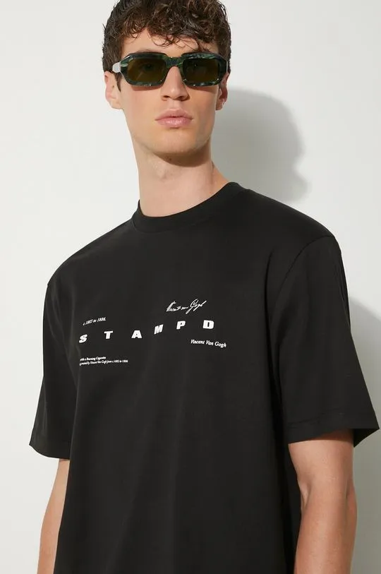 STAMPD cotton t-shirt Van Gogh Relaxed Tee men’s black color with a print SLA-M3248TE-BLK