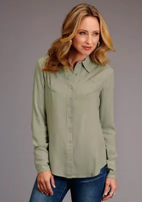 Stetson Womens Sage Green Rayon/Nylon Western Top L/S Blouse