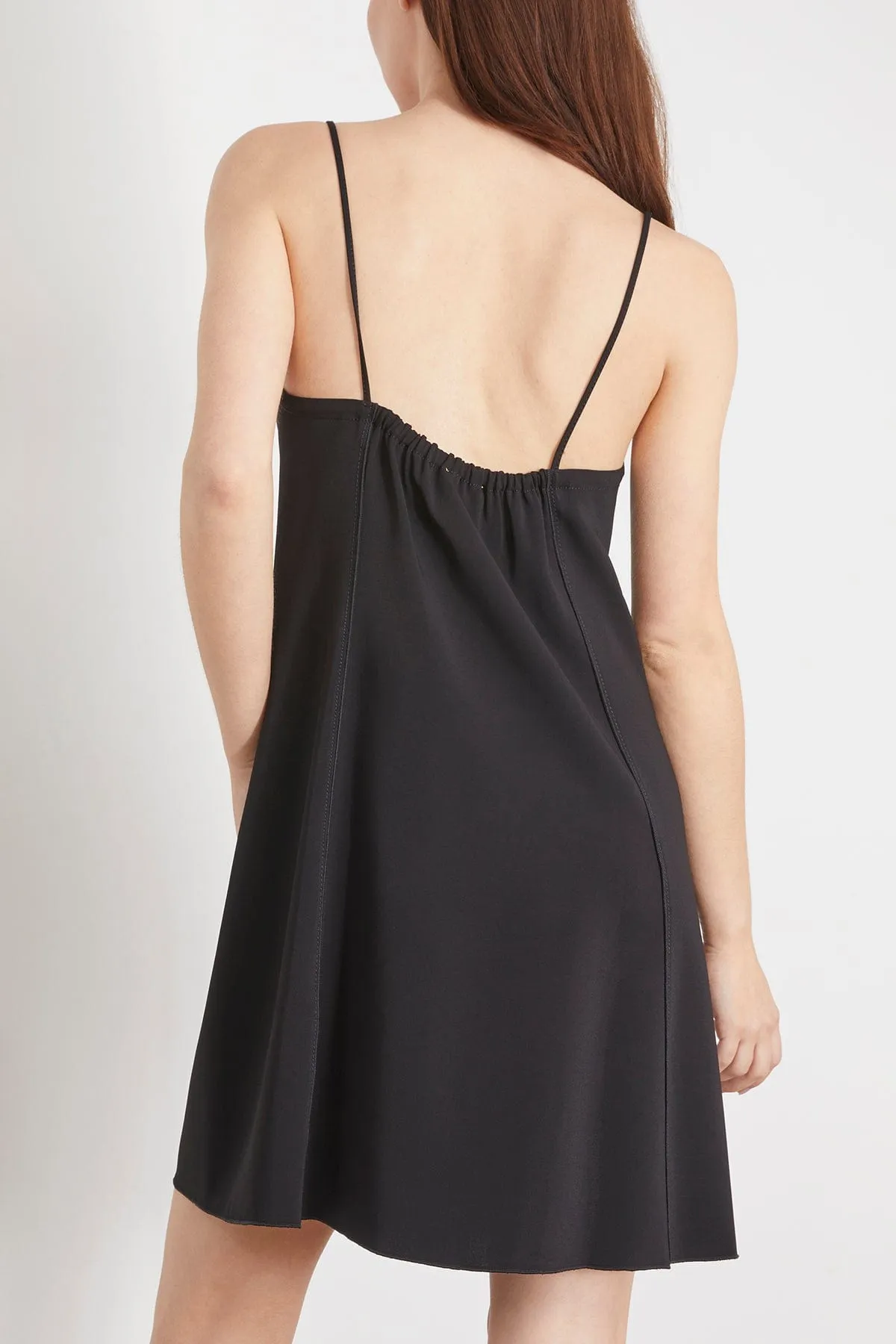 Stretch Crepe Cady Mini Dress in Nero