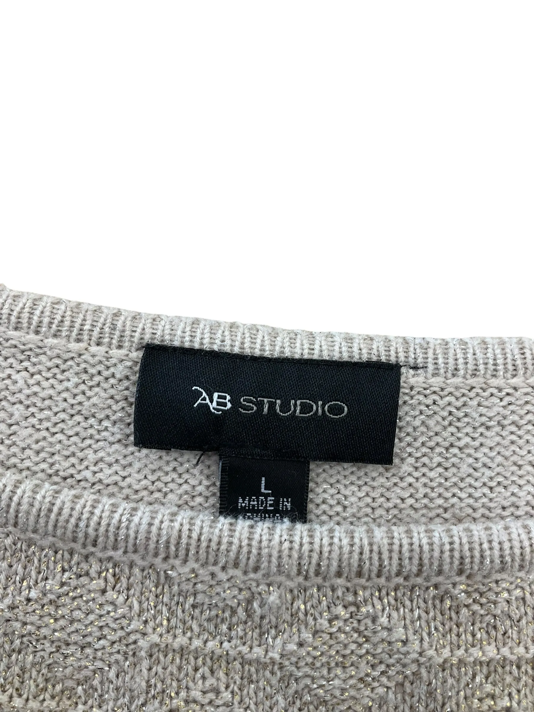 Sweater By Ab Studio In Tan, Size: L