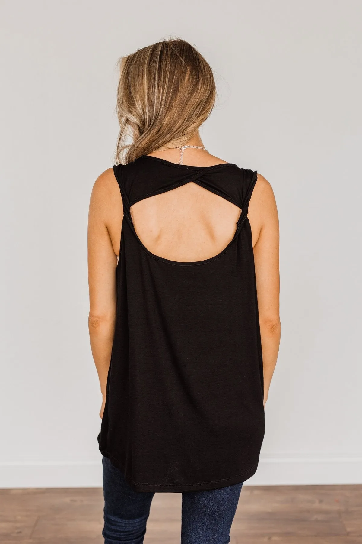 Sweet Like Candy Pocket Tank Top- Black