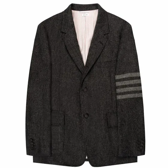 Thom Browne Donegal Tweed 4-Bar Blazer Charcoal Grey