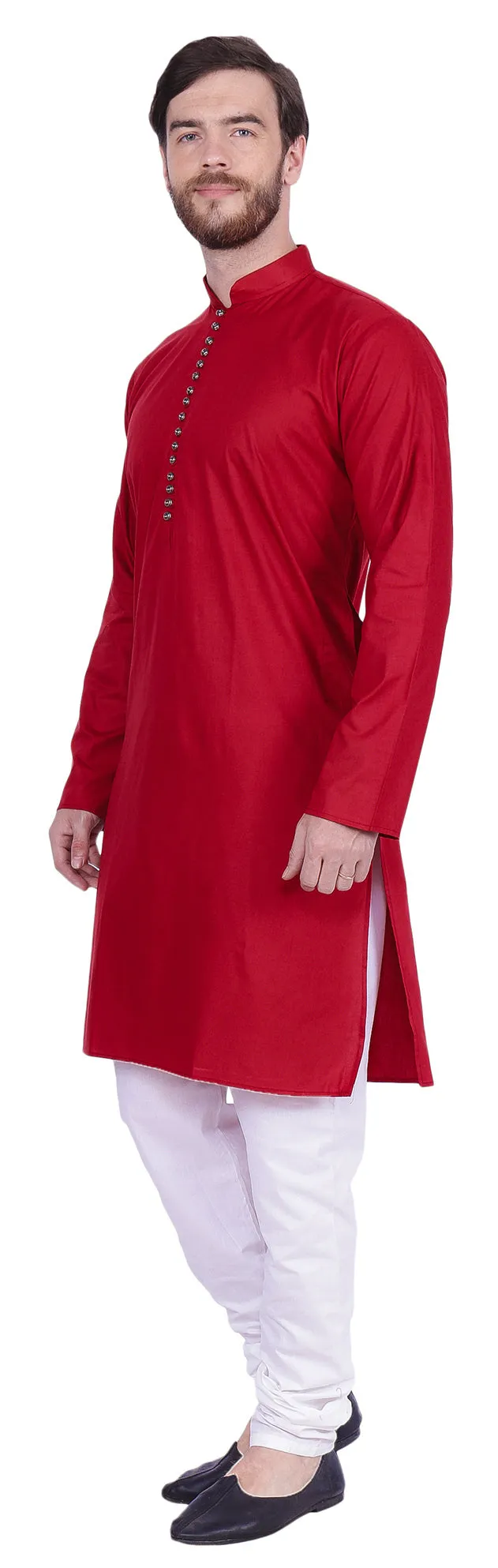 Traditional Men's Party Dress Kurta Pajama India Clothes (Maroon)