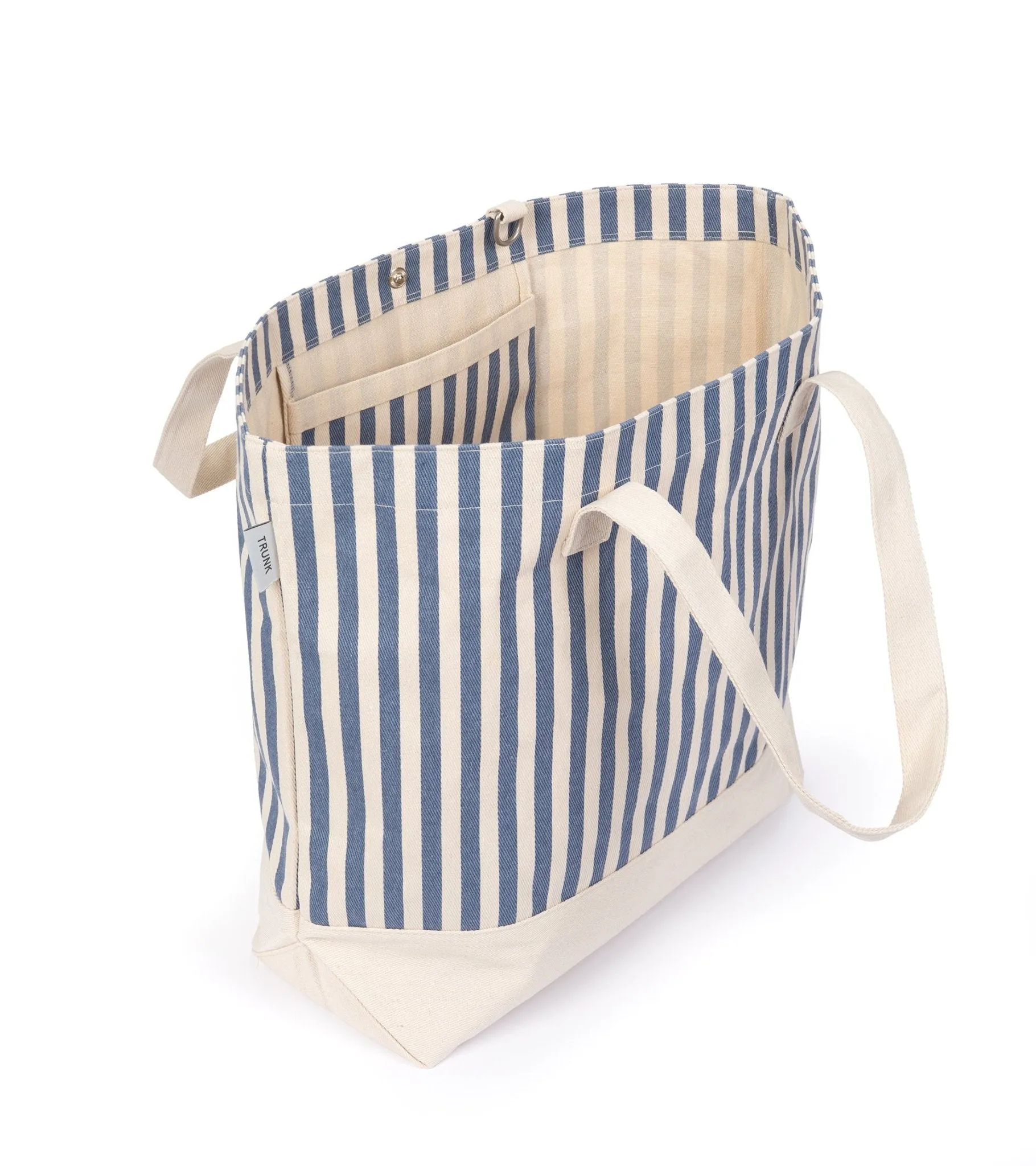 Trunk Large Stripe Holiday Tote Bag: Blue