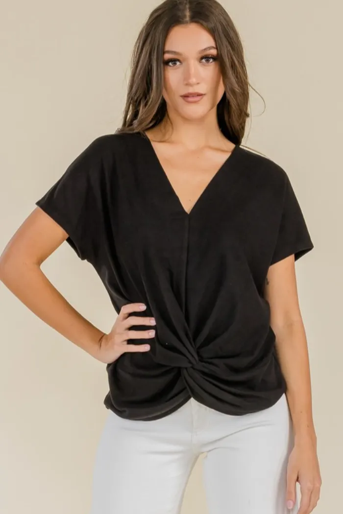 V Neck Knot Front Top