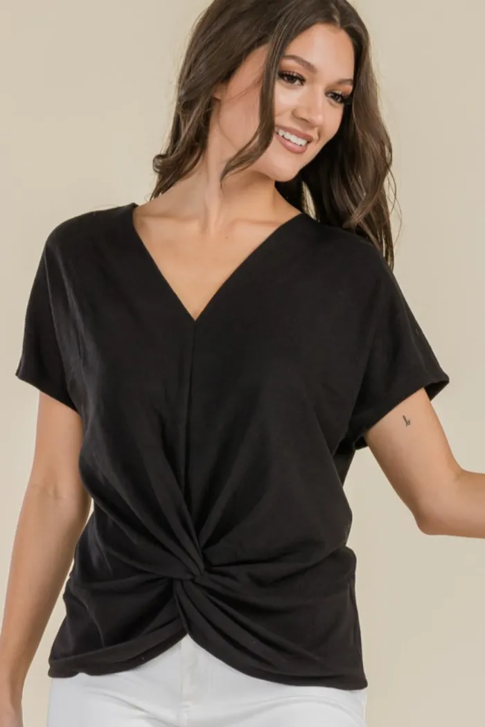 V Neck Knot Front Top