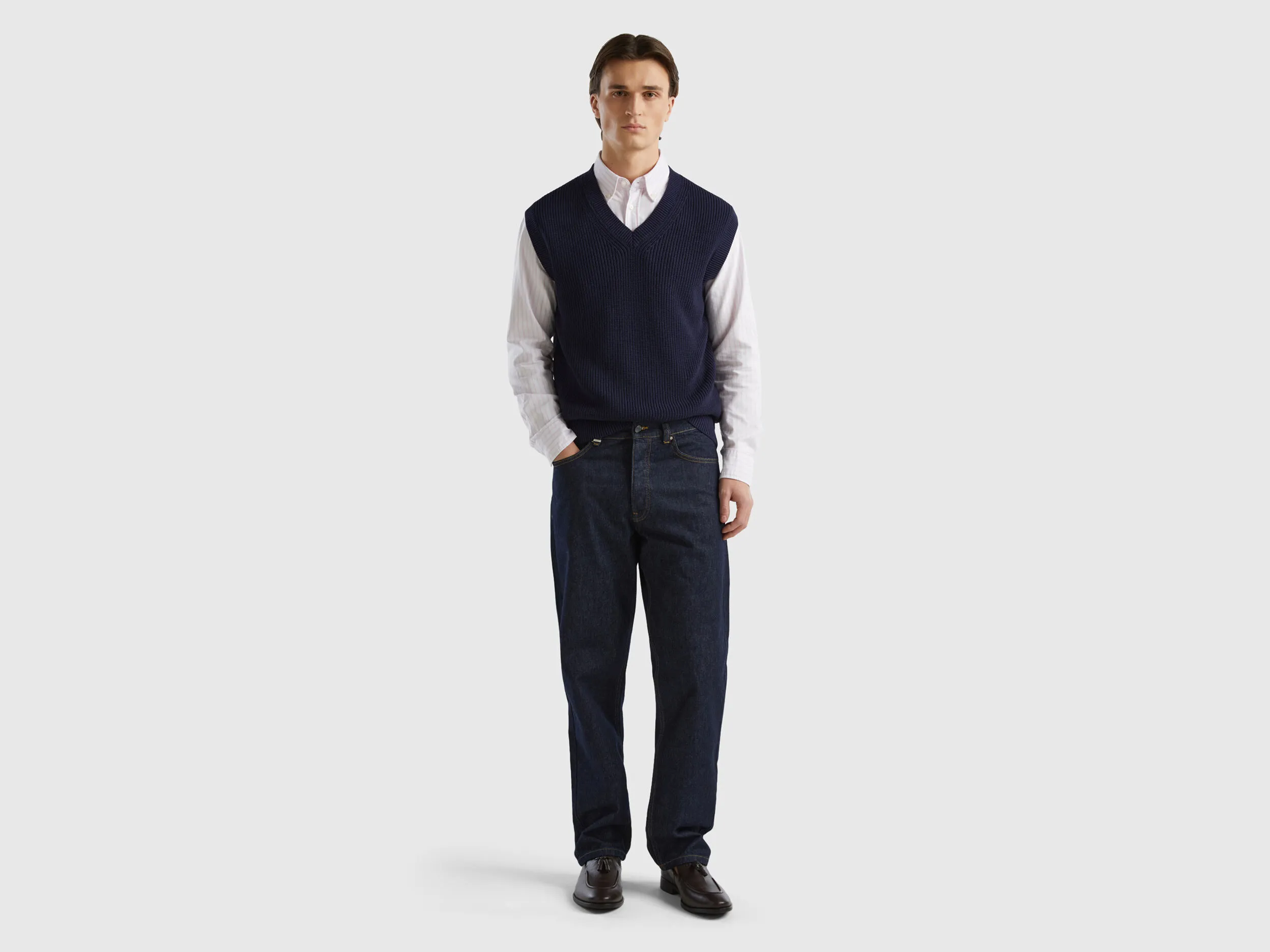 Vest in pure cotton - Dark Blue | Benetton