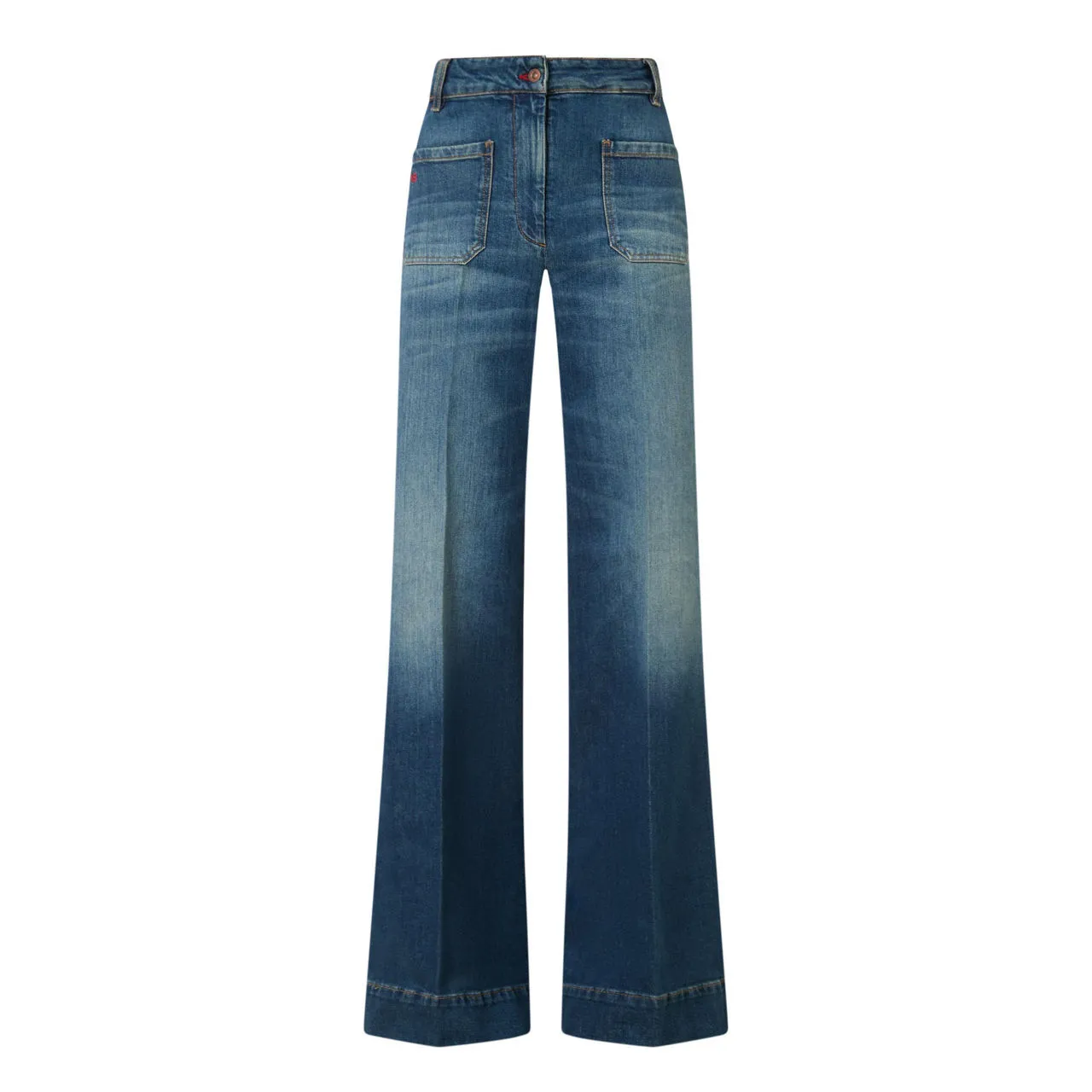 VICTORIA BECKHAM Alina High-Rise Wide Leg Jeans - Blue