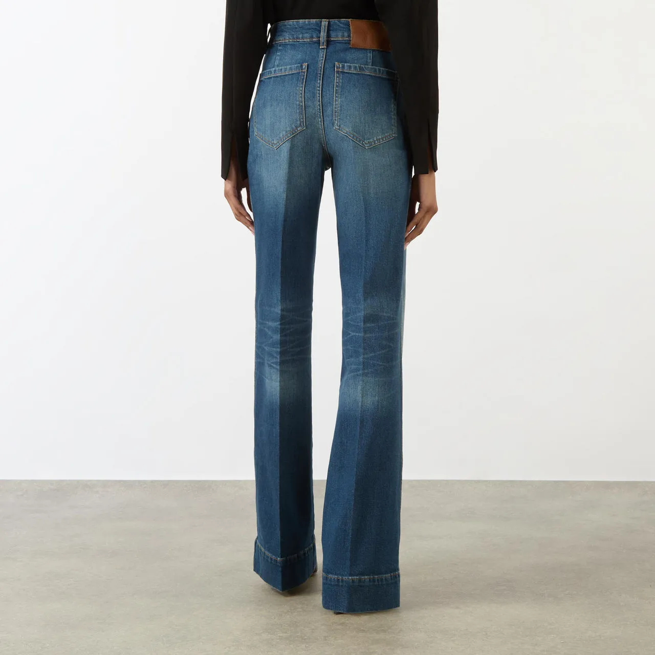 VICTORIA BECKHAM Alina High-Rise Wide Leg Jeans - Blue