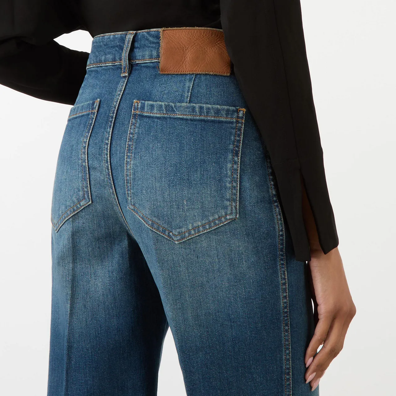 VICTORIA BECKHAM Alina High-Rise Wide Leg Jeans - Blue