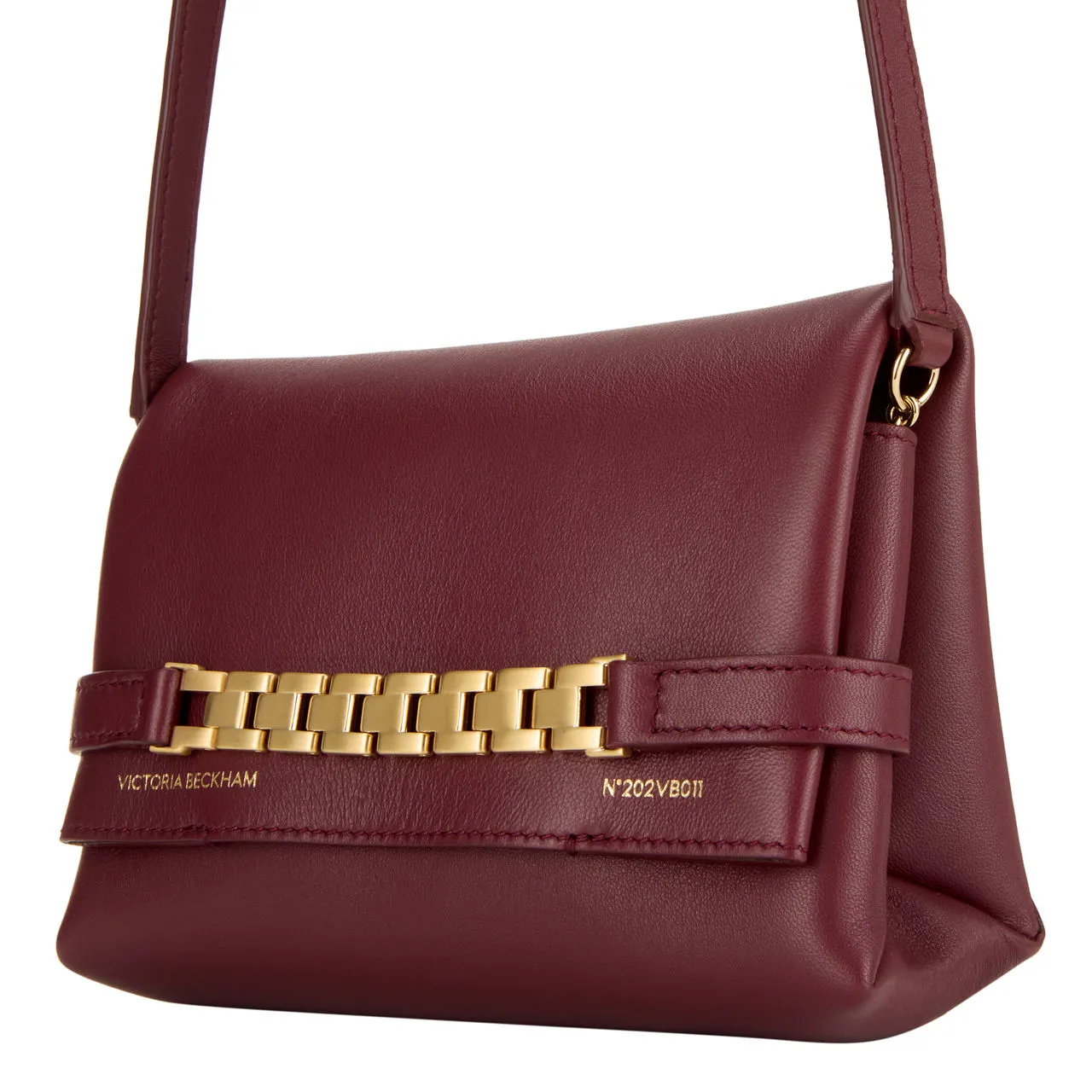 VICTORIA BECKHAM Chain-Detail Strapped Pouch - Burgundy