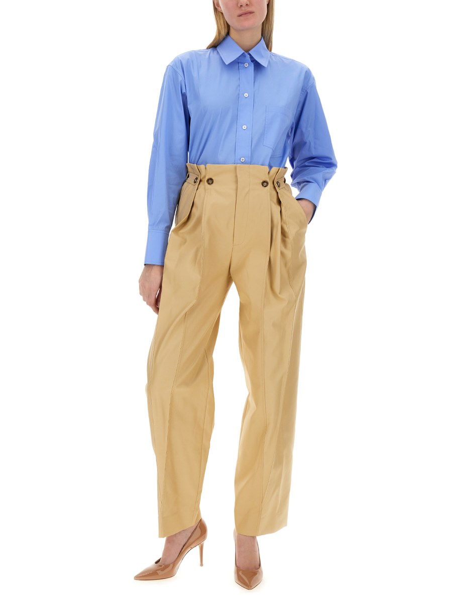 VICTORIA BECKHAM      PANTALONE GATHERED WAIST IN COTONE 