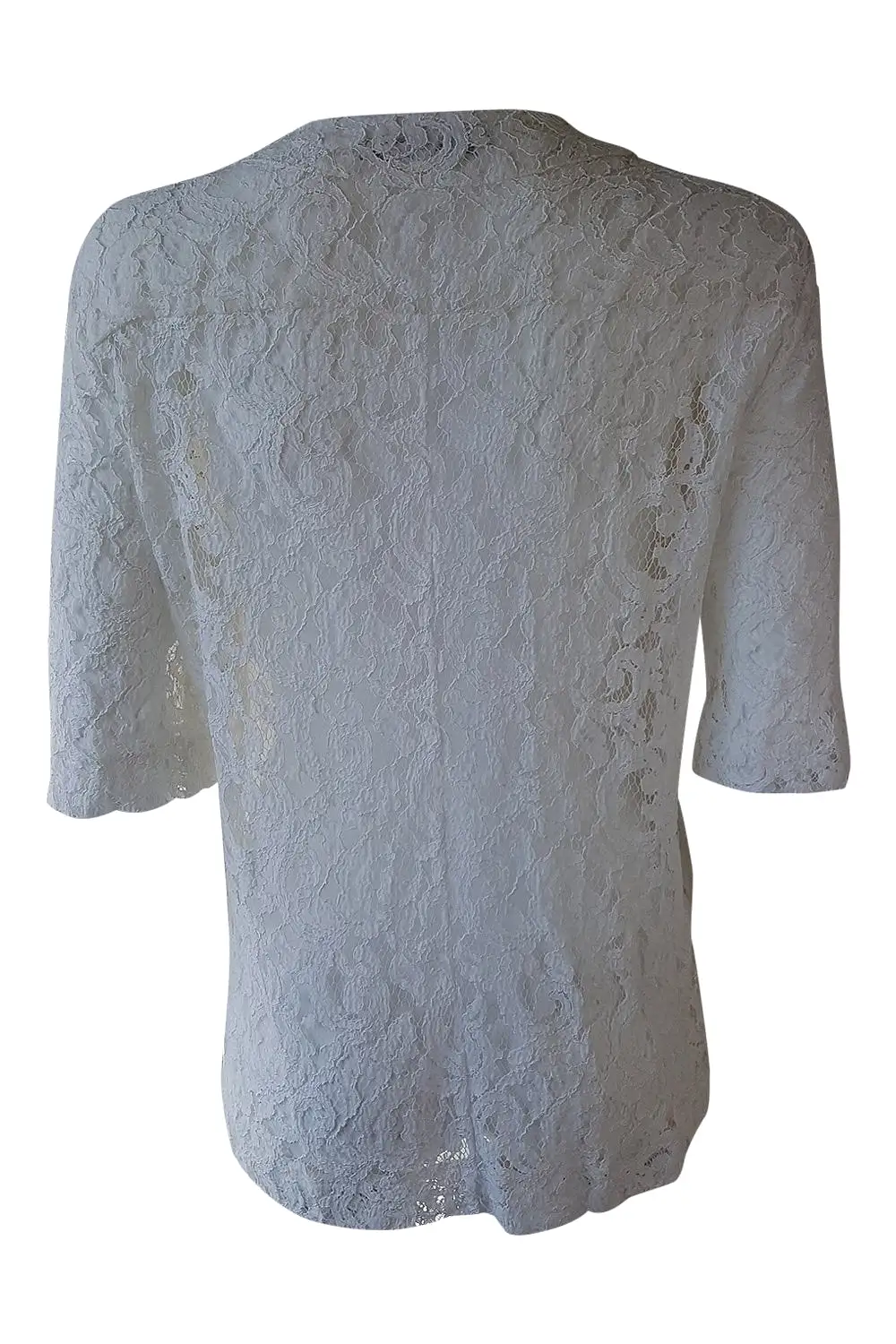 VICTORIA BECKHAM White Cotton Blend Lace Sheer Shirt (4)