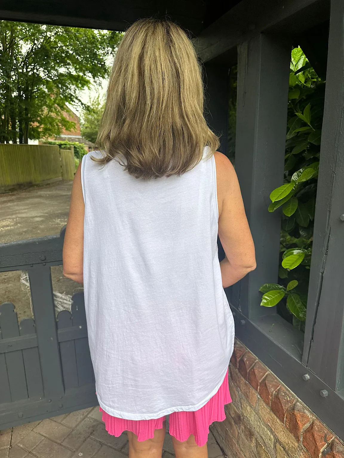 White Colourful Daisy Tank Top Emily