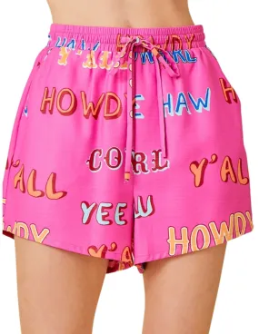 Womens Hot Pink Western Shorts