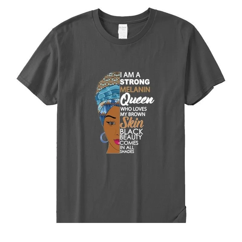 Women's I Am A Strong Melanin Queen African Girl History Month T-shirt