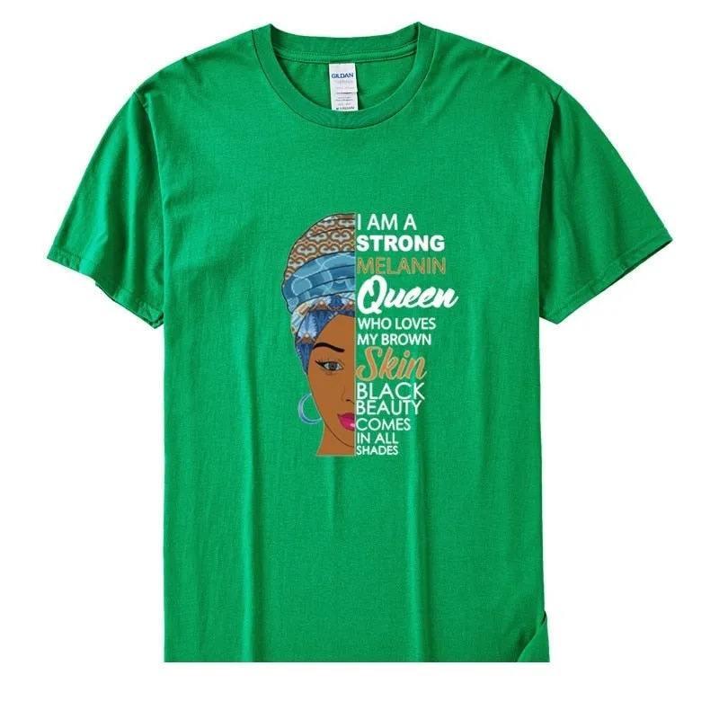 Women's I Am A Strong Melanin Queen African Girl History Month T-shirt