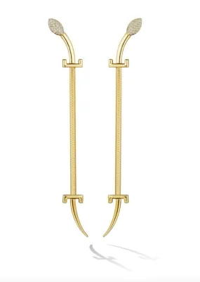 Yellow Gold Origin Drop Earrings with Pave Diamonds